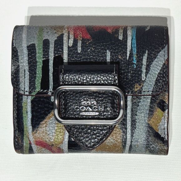 COACH X Mint + Serf Morgan Small Bifold Wallet Black Multi Limited Edition CM672 - Picture 2 of 10